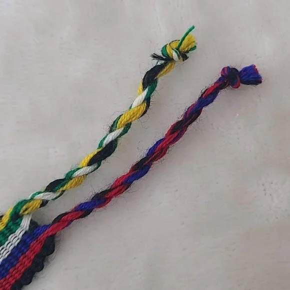 Hand Woven Braided Friendship Bracelet Black Red Blue White Green Yellow - Picture 7 of 12